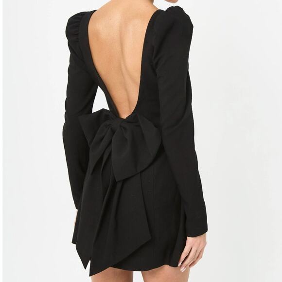 NWT ALB Anne Louise Square Neck Feminine Black Bow Back Mini Dress • Size XS - Picture 1 of 5